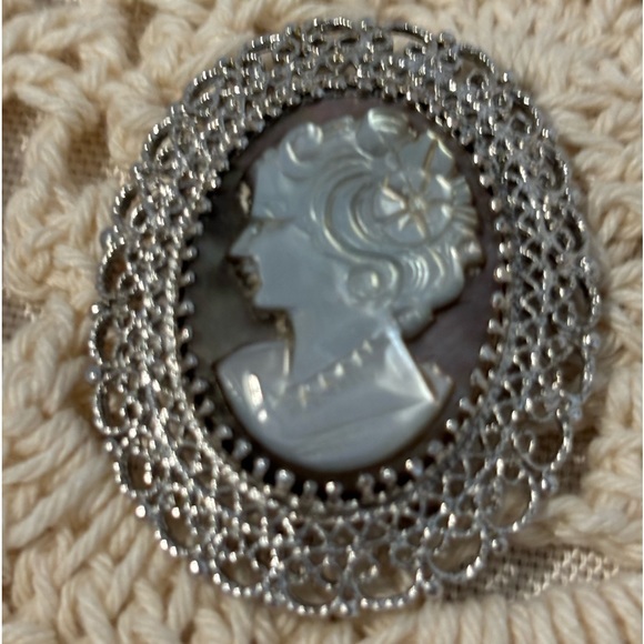 Vintage Silver and Mother of Pearl Brooch - Picture 1 of 5